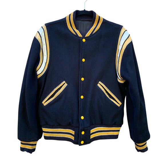 T&T Sporting Goods Authentic Vintage Black 1960s Letterman Jacket Unisex - Picture 1 of 11